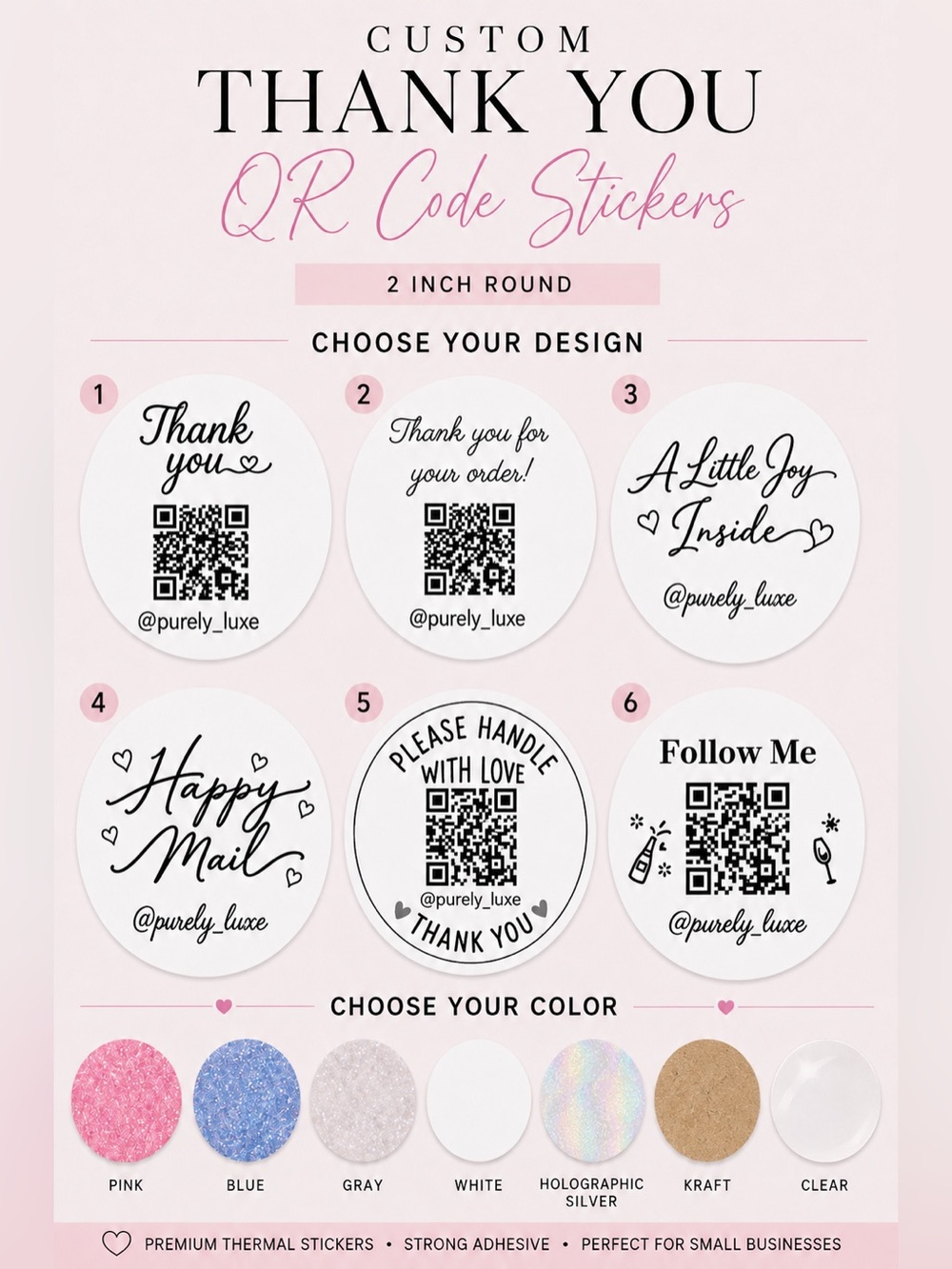 12 Custom Thank You QR Code Stickers (2") - Picture 2 of 3
